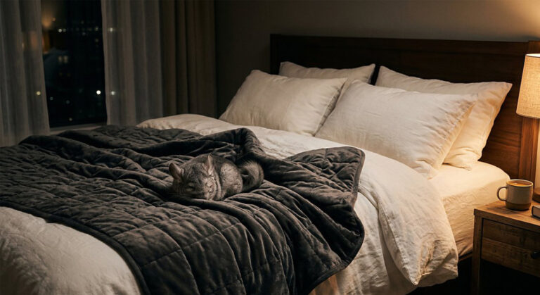 Gemütliche Gewichtsdecke auf einem Sofa