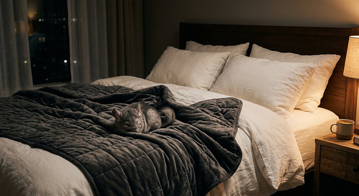 Gemütliche Gewichtsdecke auf einem Sofa